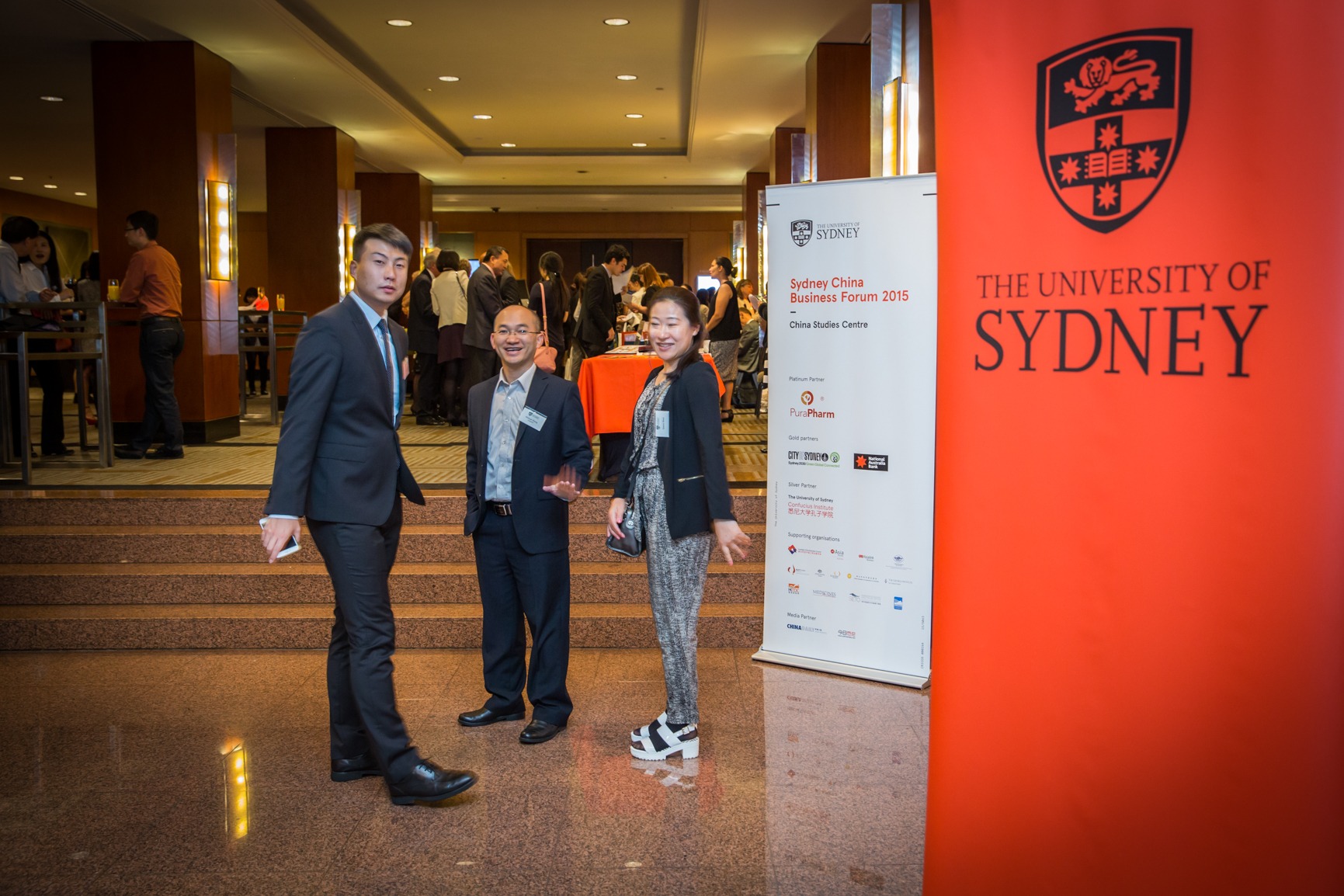 Academic networking and stakeholder engagement at a University of Sydney event.